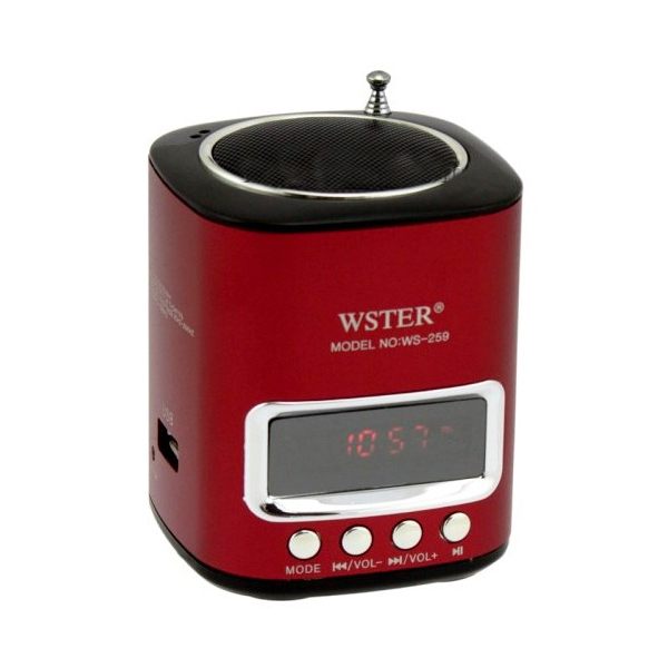 Колонка стерео МР3 WSTER WS-259 портативная Red (SM0052)
