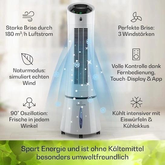 Кондиционер-вентилятор мобильный KLARSTEIN Skyscraper Ice Smart 4 в 1 (10040207) - фото 3 Кондиционер-вентилятор мобильный KLARSTEIN Skyscraper Ice Smart 4 в 1 (10040207) - фото 3