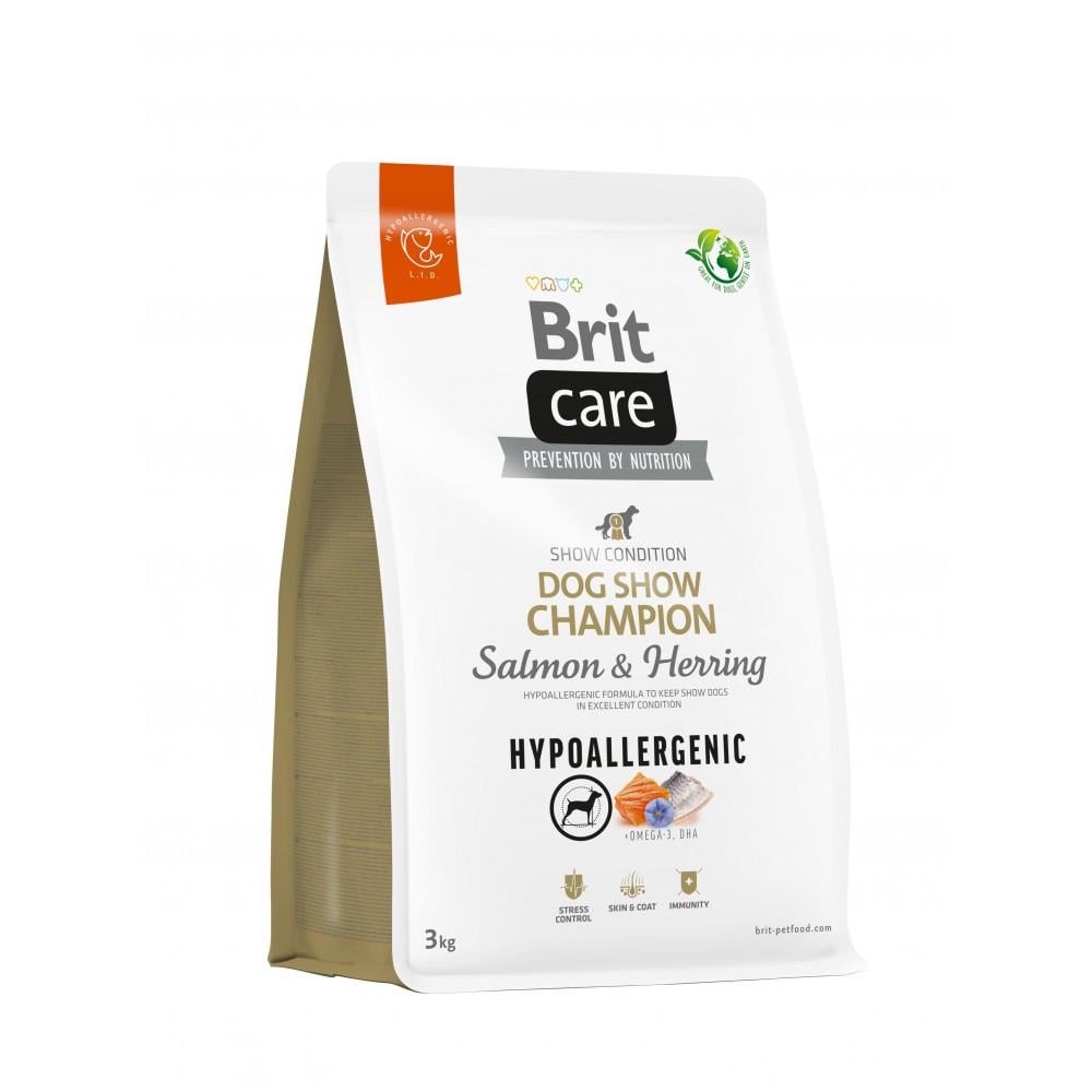 Корм сухой Brit CARE Dog Hypoallergenic Dog Show Champion для выставочных собак с лососем и селедкой 3 кг (8595602559114)