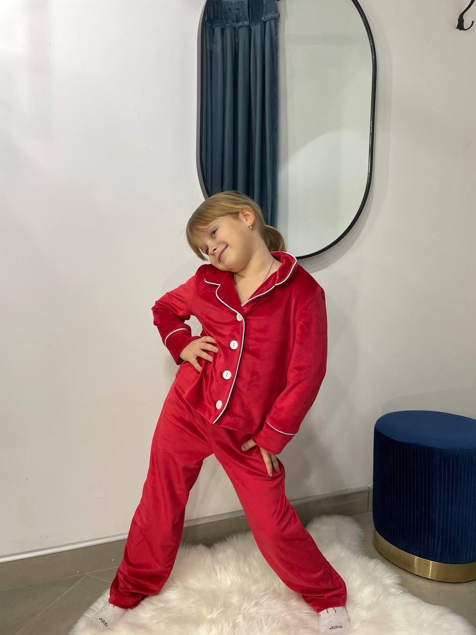 Піжама дитяча для дівчинки Nika сорочка і штани 116 см Червоний (11077834)