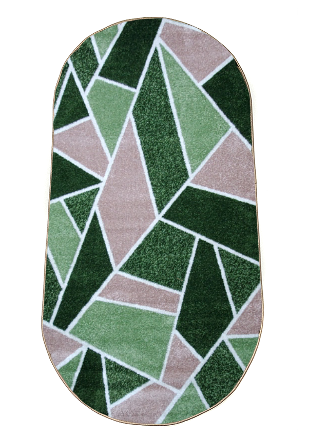 Ковер з невысоким ворсом Espresso 60x110 см овал Бежевый\Зеленый (02627АGRBО7)