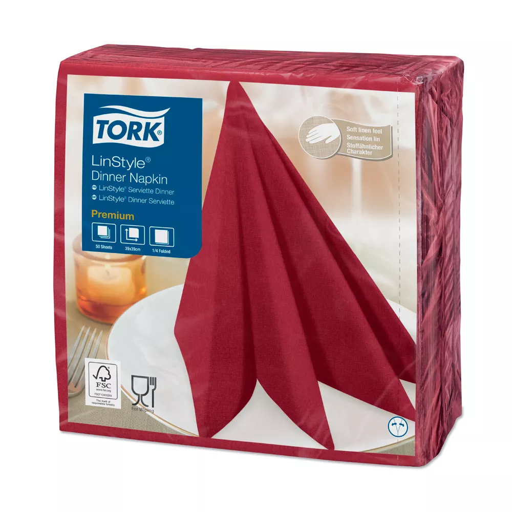 Серветки сервірувальні Tork Linstyle один шар 39х39 мм 50 шт. Бургунді (478855)