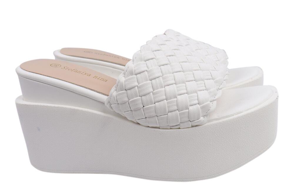 Шлепанцы женские Stefaniya Nina из эко кожи на платформе р. 36 Белый (92-21/22LSHPF)