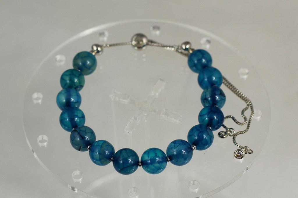 Браслет агат вены дракона 17 см Серебристый (29434174)