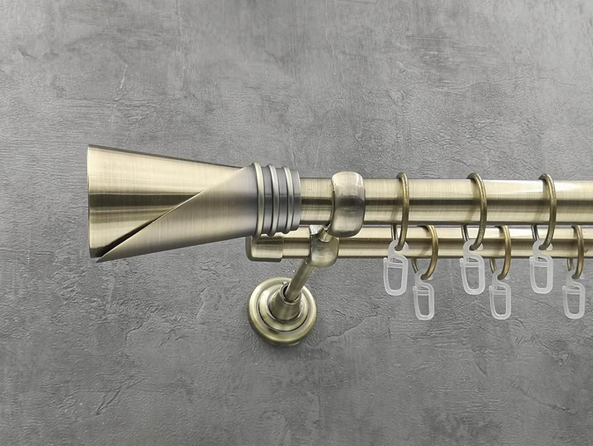Карниз Quadrum Дункан гладкая штанга двойной открытый 25/19 мм 160 см Антик (262049726)