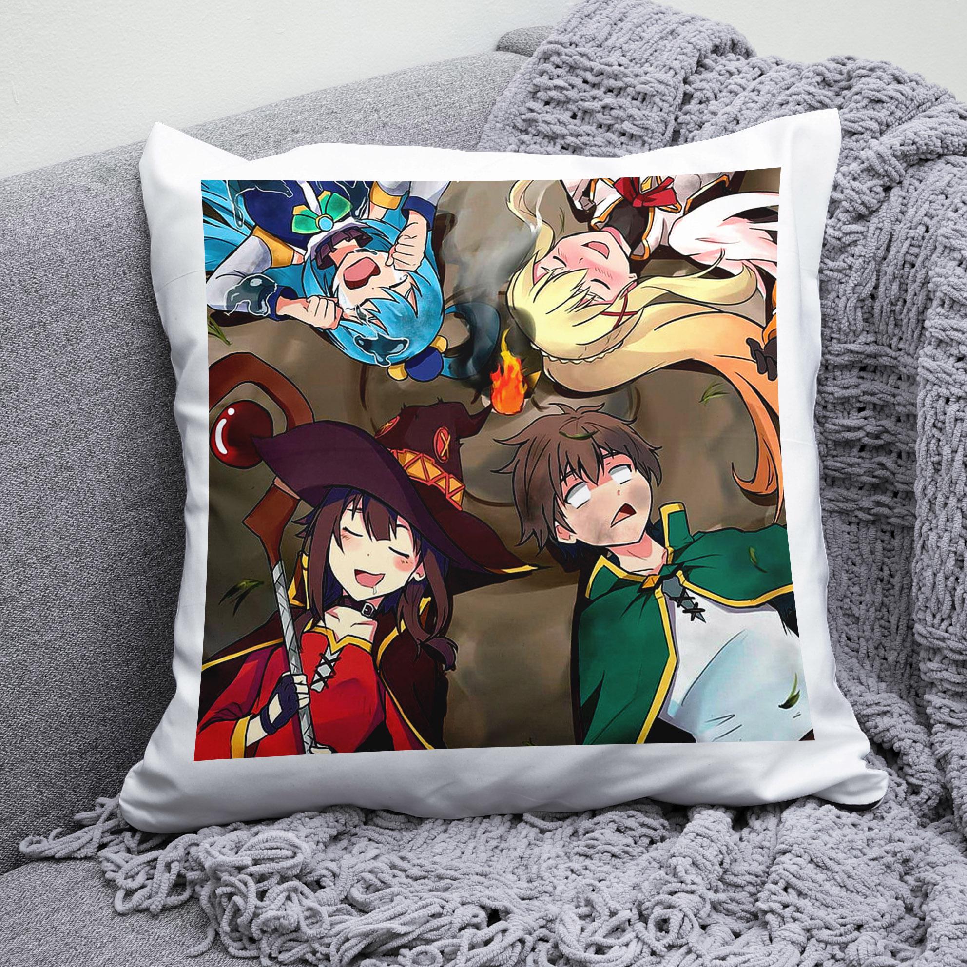 Плюшевая подушка квадрат с принтом KonoSuba Этот замечательный мир!
