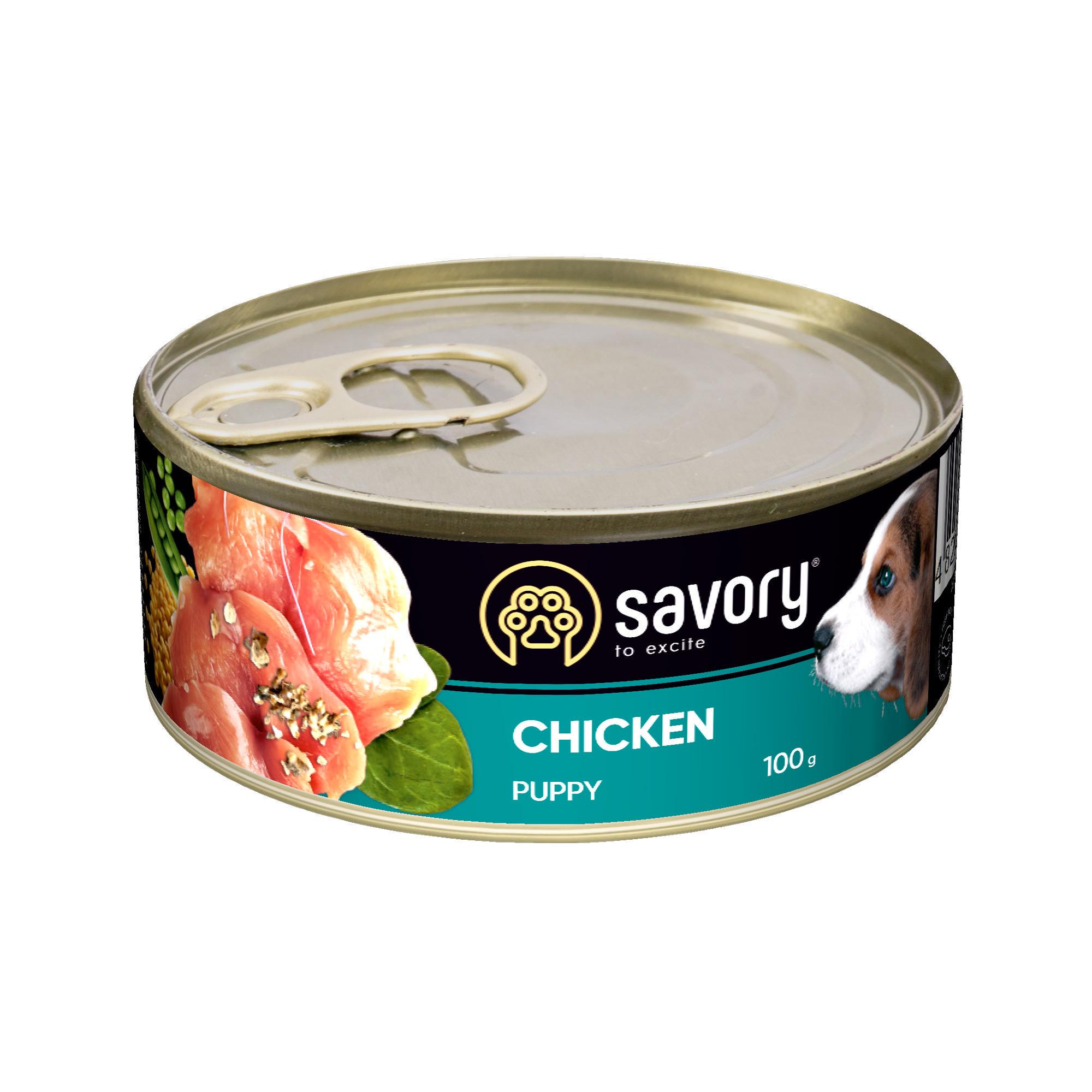 Корм влажный для щенков Savory с курицей 100 г