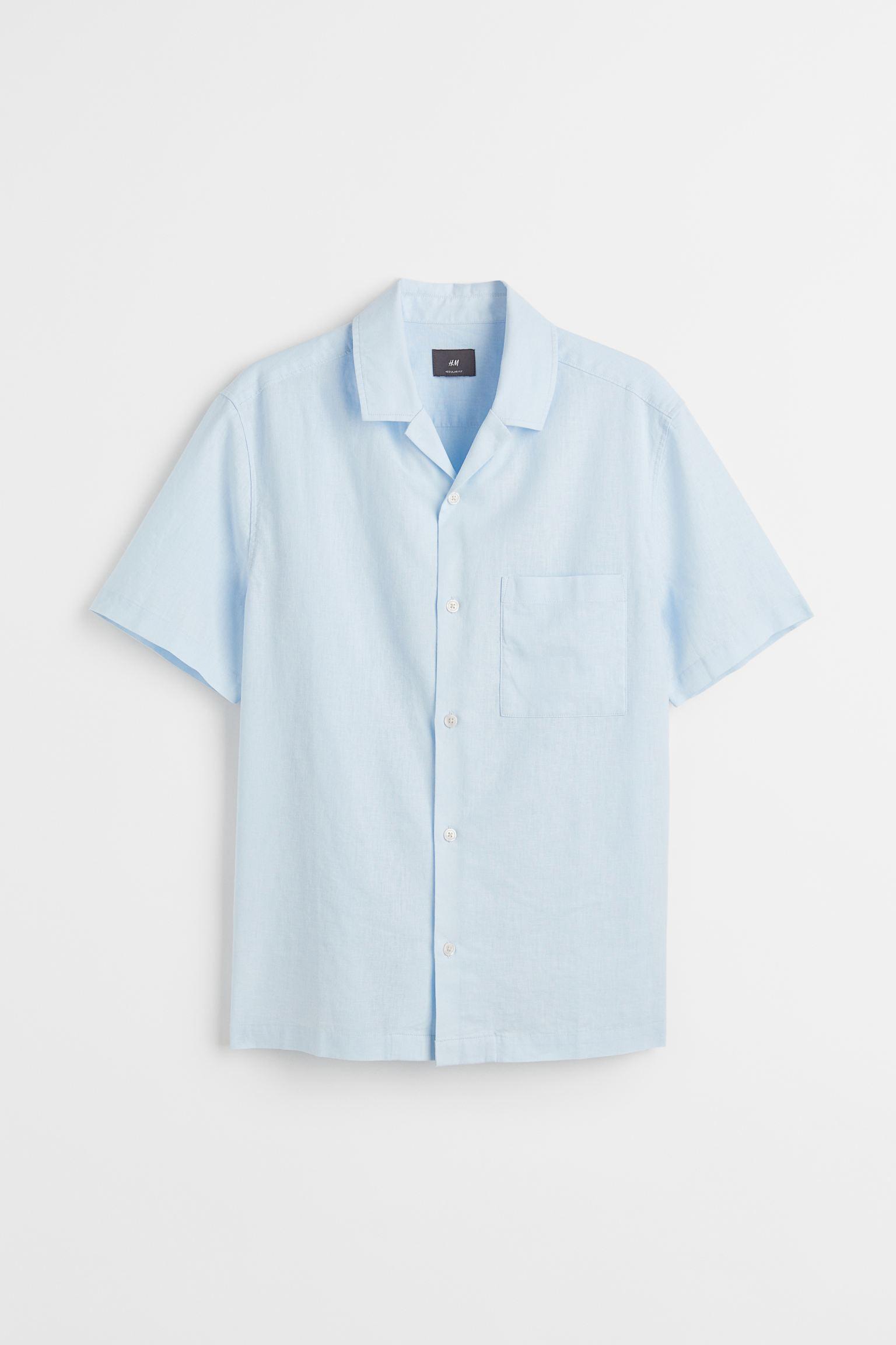 Рубашка лен бленд XL Голубой (9652575wer)