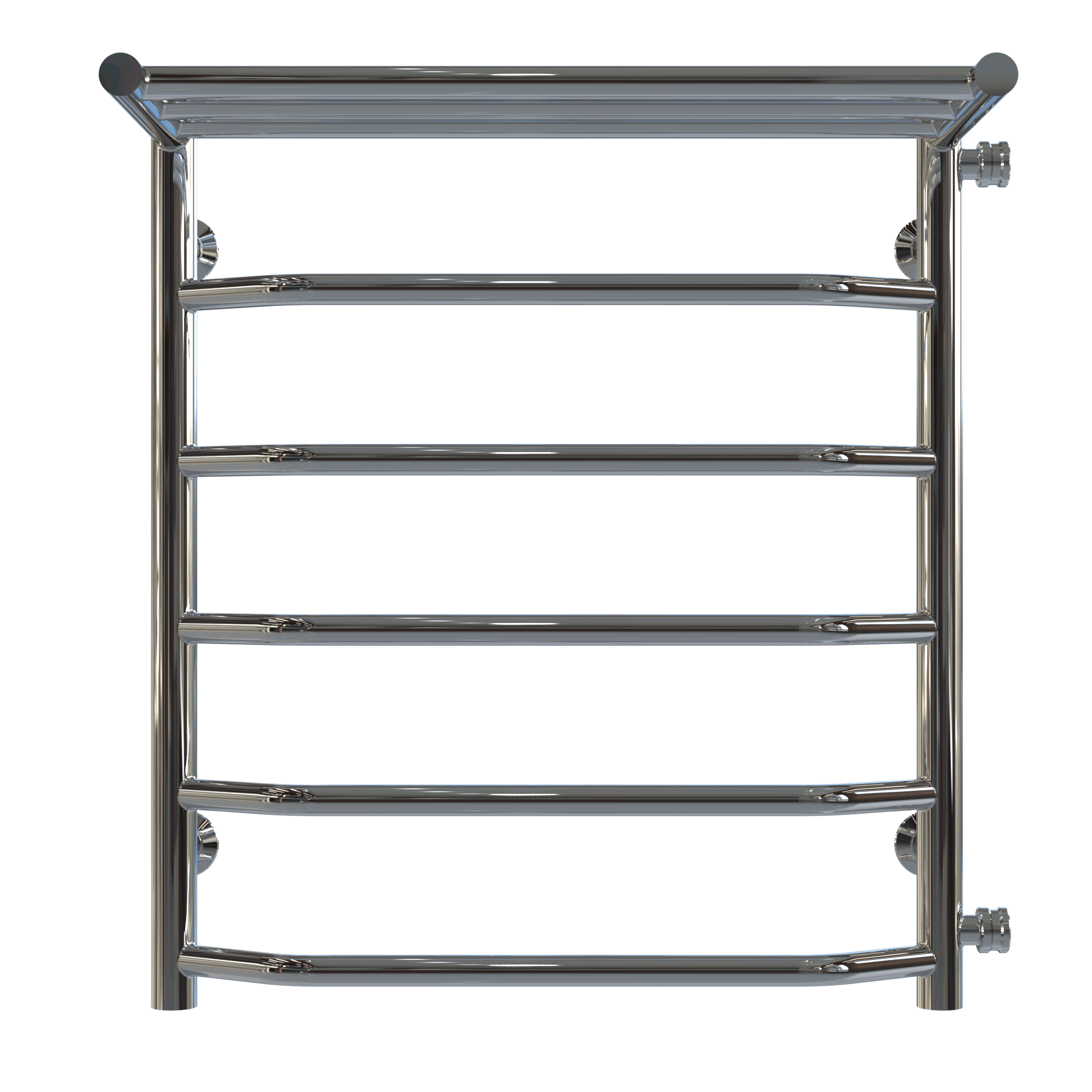 Рушникосушарка водяна з полицею Deffi Трапеція П6 бокове праве підключення нержавіюча сталь 500х600 мм Хром (C.TP.60.50.6.C.C)