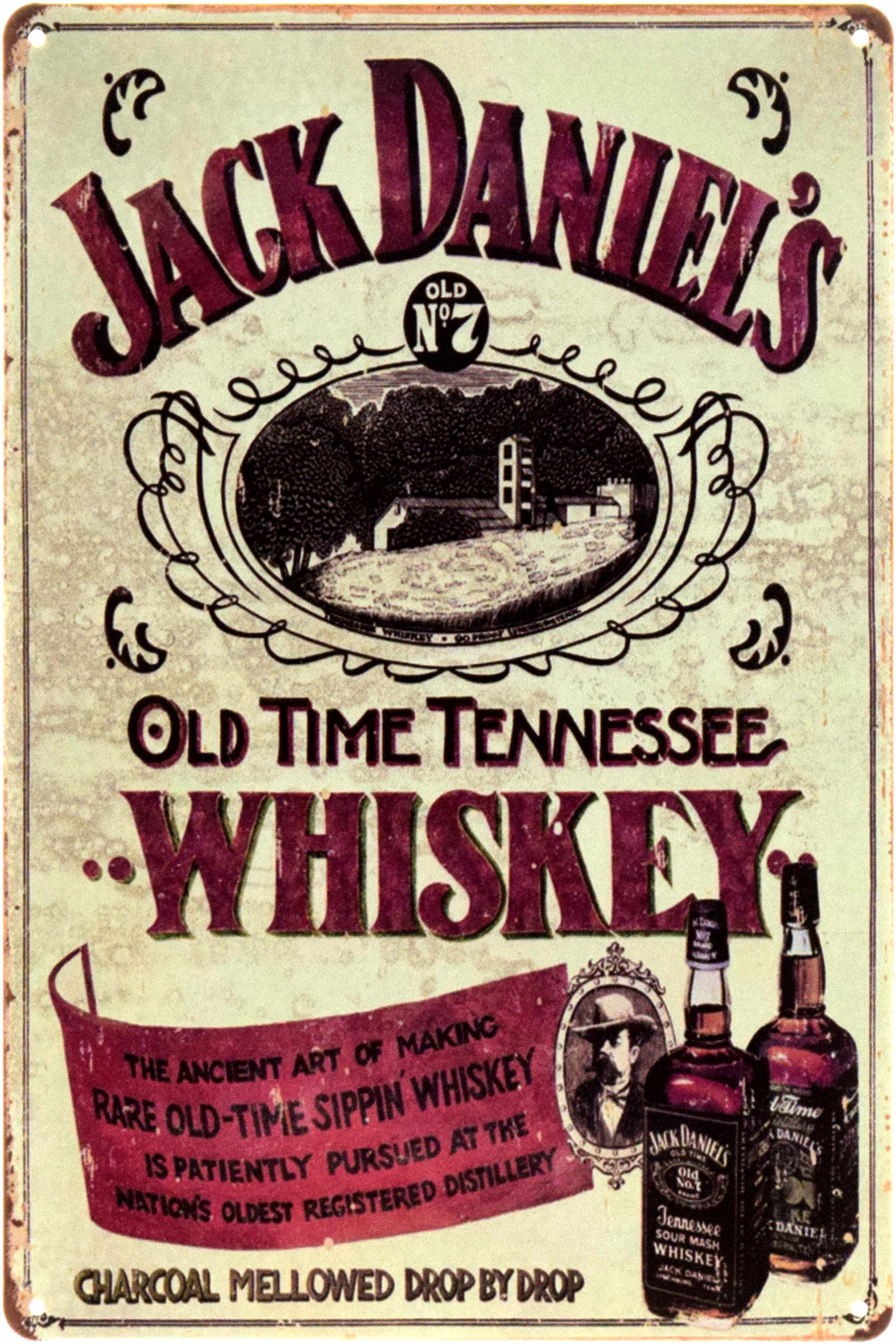 Табличка металлическая "Jack Daniel's - Old Time Tennessee Whiskey" 20x30 см (ms-104403)