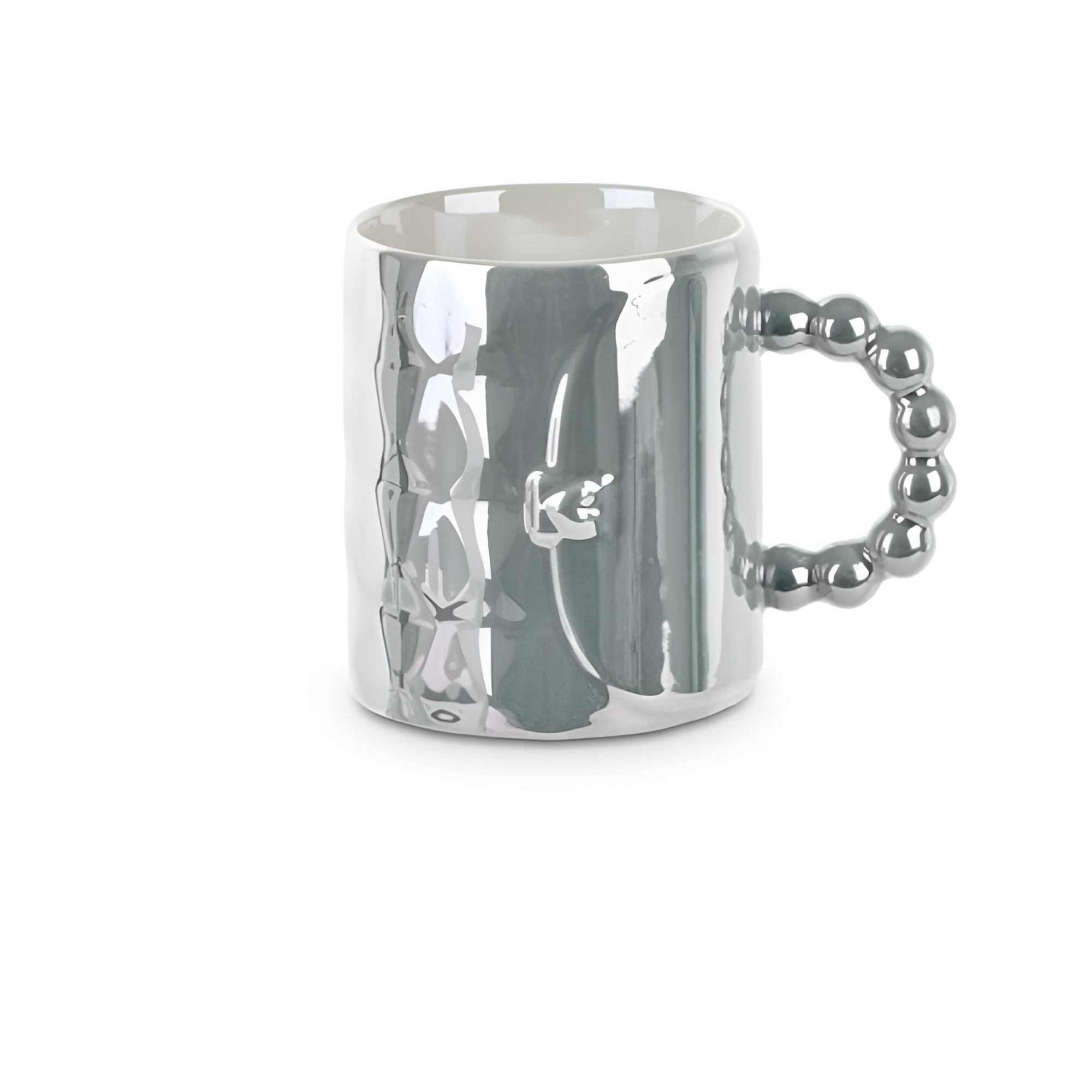 Чашка керамическая Stenson Beads 350 мл ручка в форме бусин Серый (R32748)