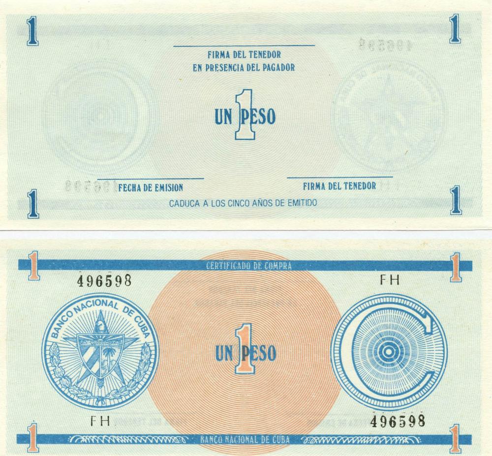 Коллекционная банкнота Куба 1 песо UNC серия С PFX11 (Б11222)