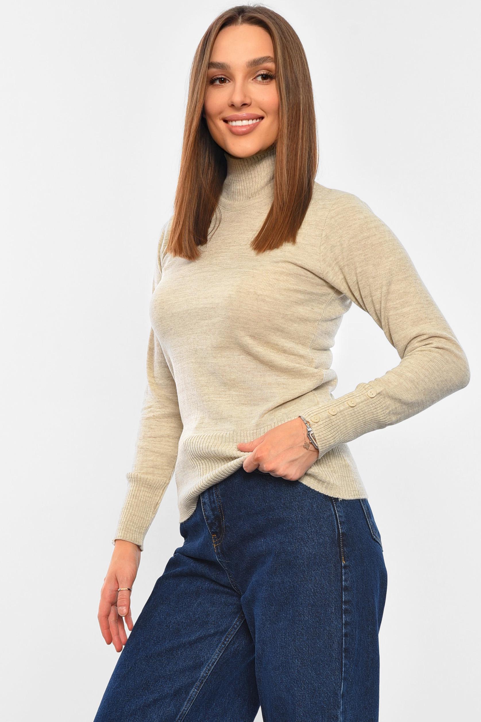 Гольф женский однотонный XL-S Бежевый (194578) - фото 2 Гольф женский однотонный XL-S Бежевый (194578) - фото 2