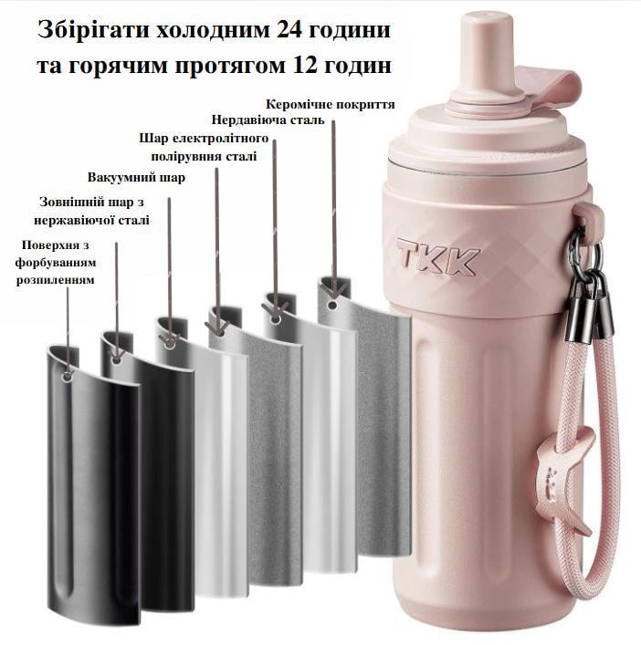Термос с соской TKK2034 500 мл Розовый (2640464002) - фото 6 Термос с соской TKK2034 500 мл Розовый (2640464002) - фото 6
