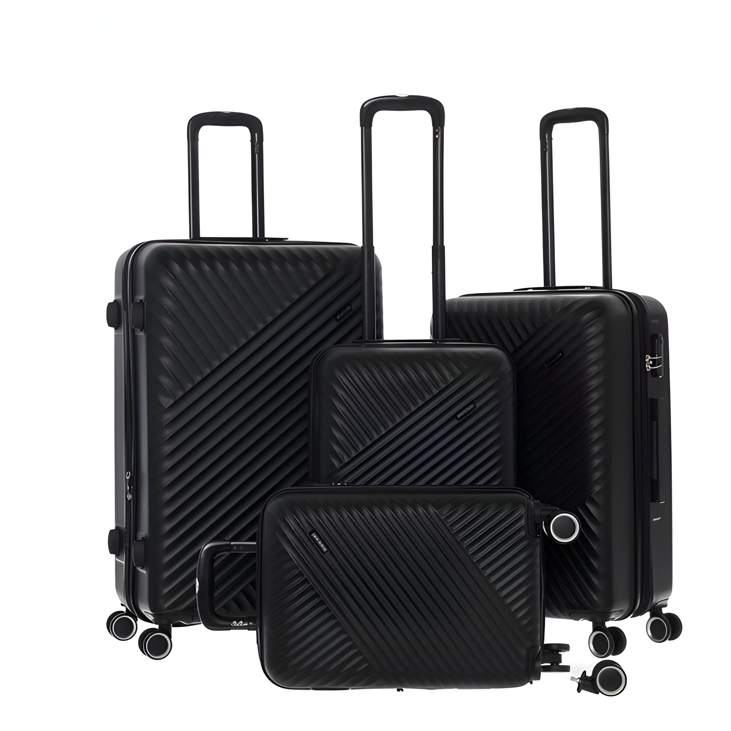 Набор чемоданов 4в1 пластик с кодовым замком и телескопической ручкой Черный (635) - фото 1