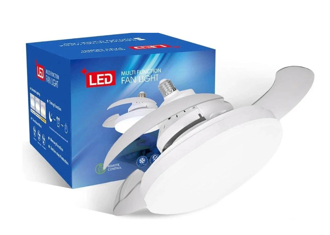Люстра стельова світлодіодна Kayfovo з вентилятором в патрон з регулюванням яскравості і температури світла (f16996fc)