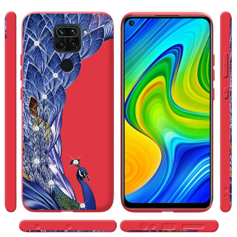 Чехол с рисунком Boxface Xiaomi Redmi Note 9 Павлин со стразами Красный силикон (39801-rs7-41193) - фото 2