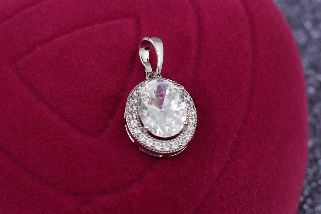 Кулон Xuping Jewelry із білим каменем/обідок із фіанітів 1,5 см Сріблястий