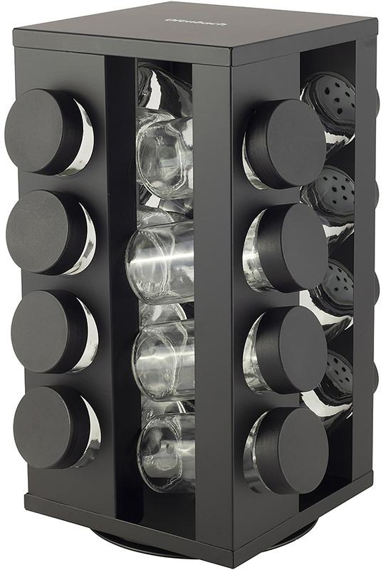 Набір ємностей для спецій Ofenbach Spice World 16 спецовників на підставці Чорний (NB-101002)