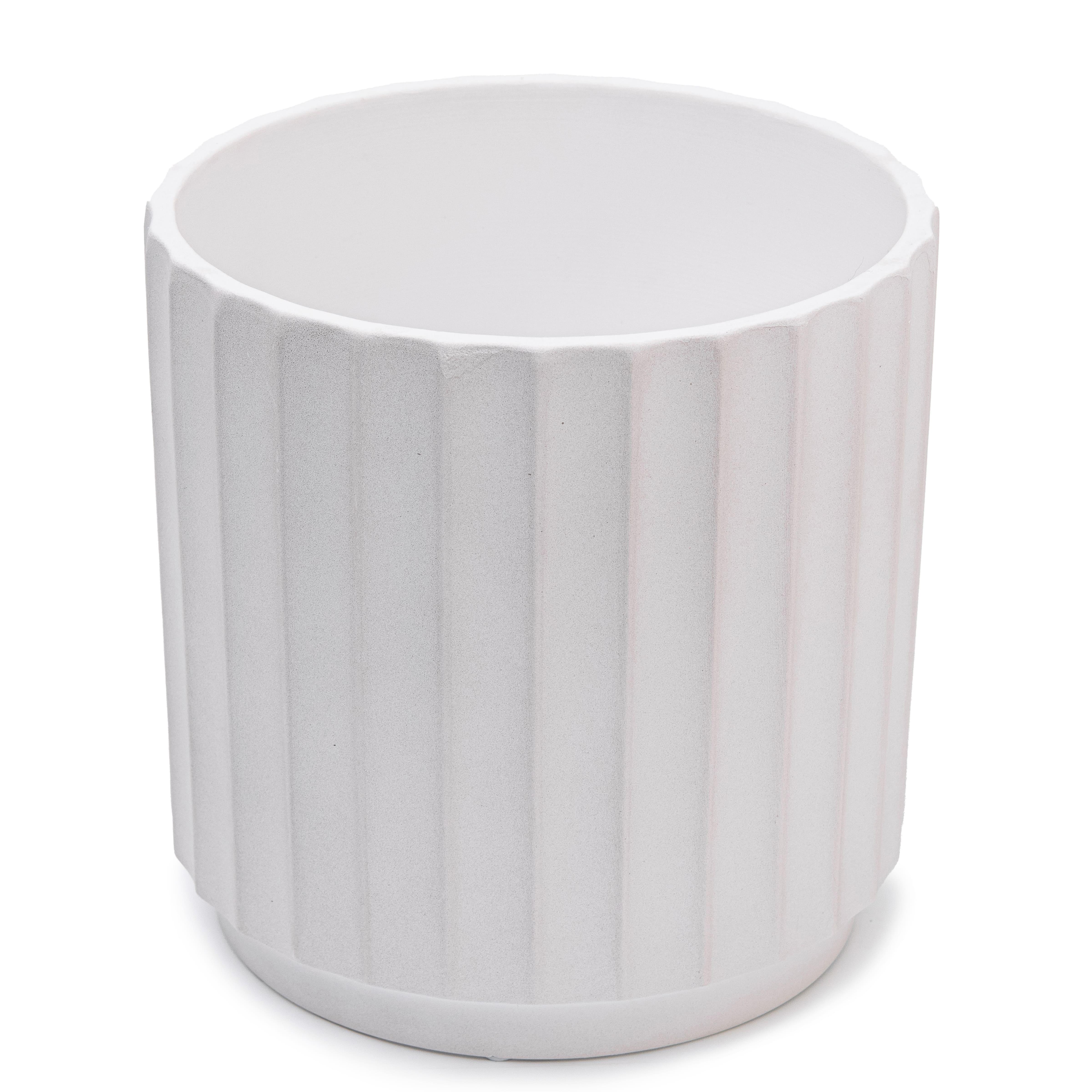 Кашпо для цветов керамическое elemi Грань круглый 2,4 л Белый (УТ-00094970) - фото 2