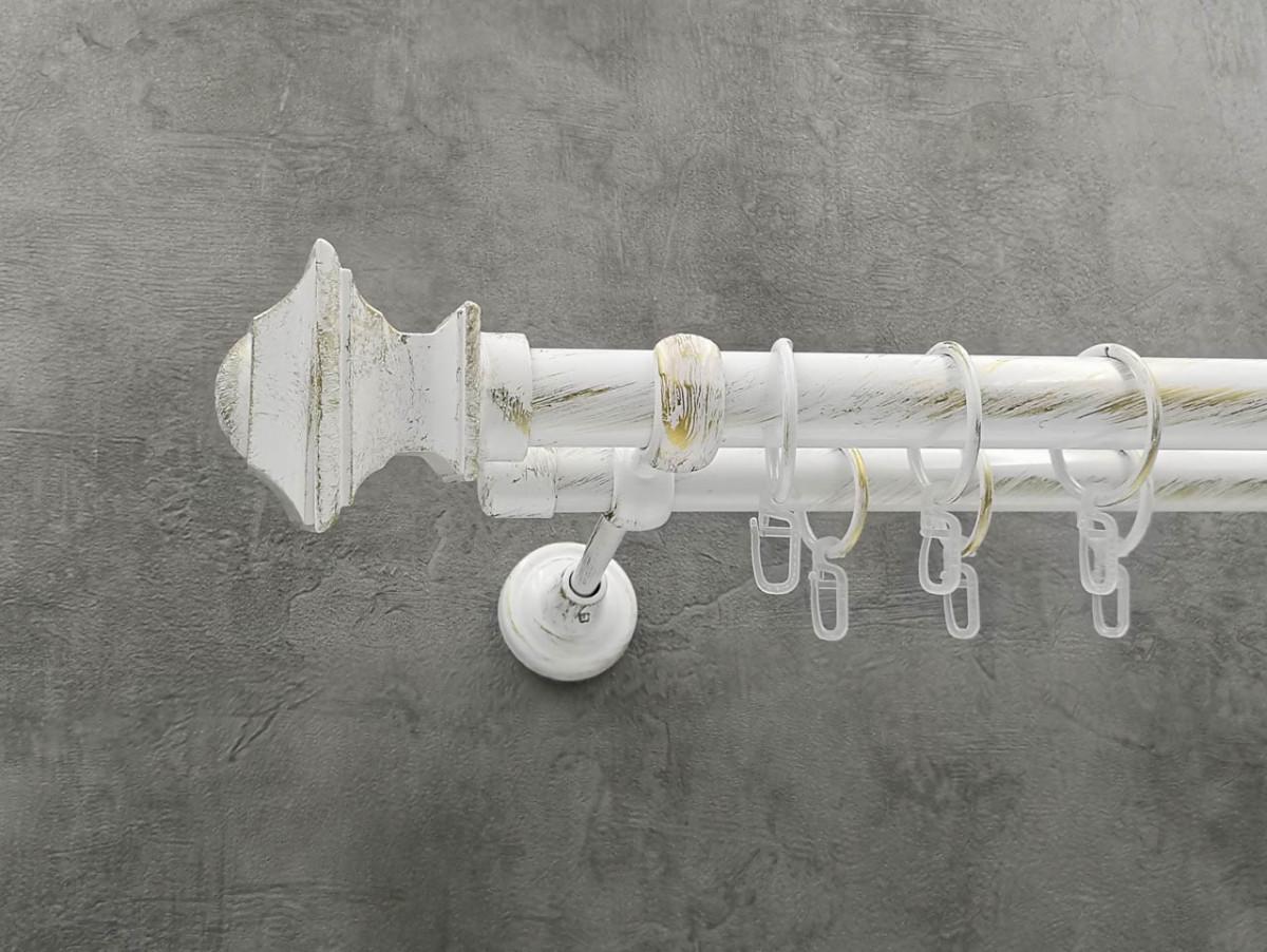 Карниз Quadrum Борджеза гладкая штанга двойной открытый 25/19 мм 160 см Белое золото (272382491)