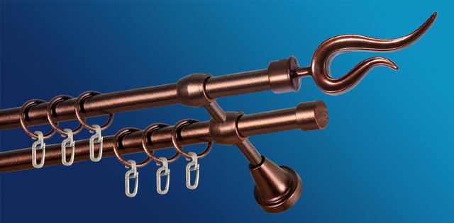 Карниз для шторы Plastidea Виола металлический двойной с крючками D 16/16 мм 160 см Медь