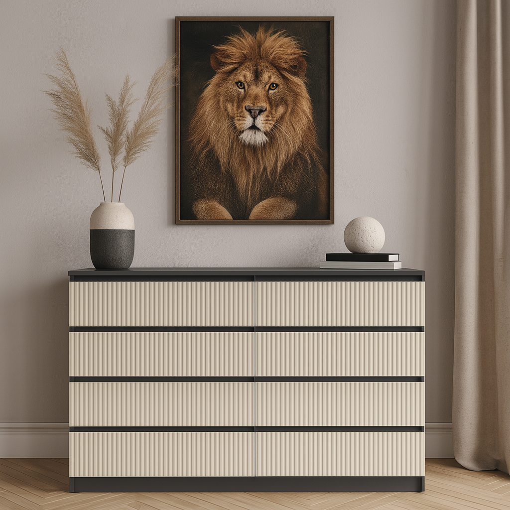 Комод К9 8Я SENAM 980х1600х430 мм корпус ДСП Серый Графит фасад МДФ краска RAL9001 Светло-бежевый фрезерование Плаше Грос