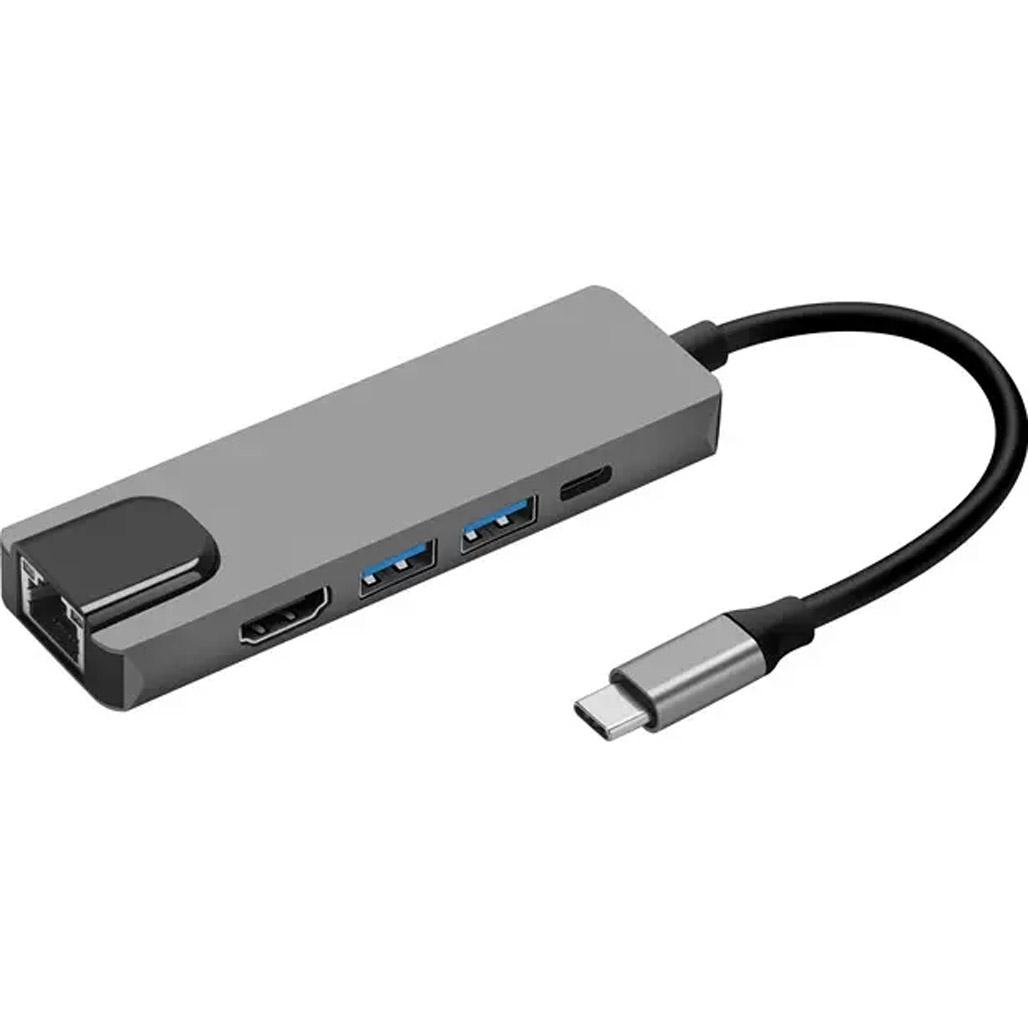 USB-хаб Prologix 5-in-1 Type-C to HDMI+2xUSB3,0+USB-C PD+Lan (PR-WUC-103B)