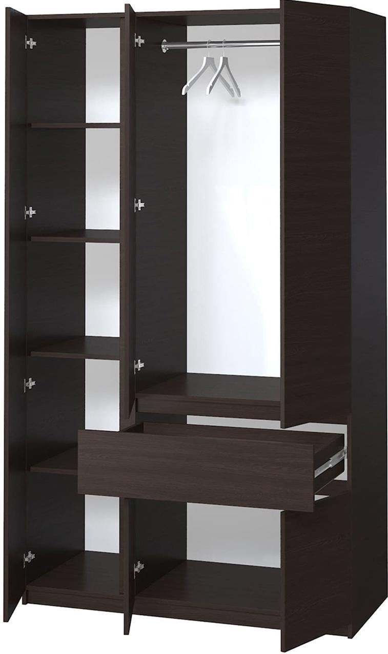 Шкаф для одежды без ручек с полками и ящиком из ЛДСП 1221х2000х520 мм Венге магия (20479) - фото 2