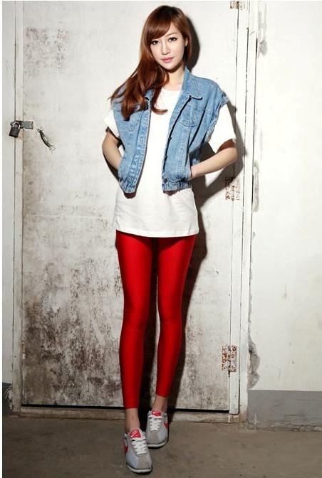 Лосины блестящие женские one size Бордовый (29351) - фото 7