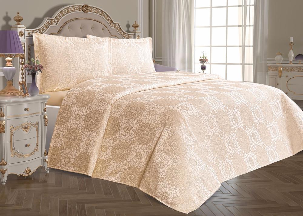 Комплект постельного белья Beytug tekstile Amore Tropikhome евро сатин 9980873 Бежевый (DR013231)