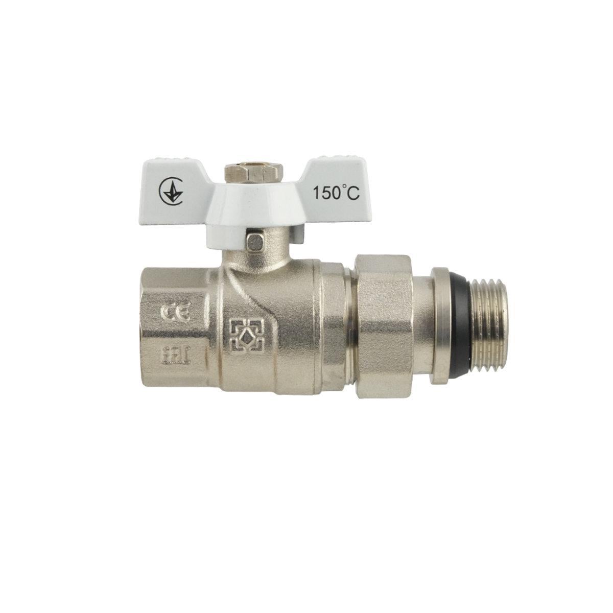Кран шаровый Raftec DN20 бабочка с антипротечкой с американкой 3/4" White (24849905)