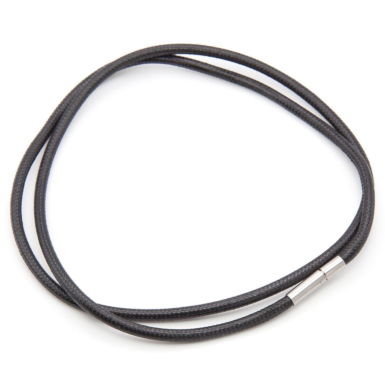 Шнурок на шею Плетеный замок поворотный нержавеющая сталь 60х0,3 см 1 шт. Черный (ШШ6003п06)