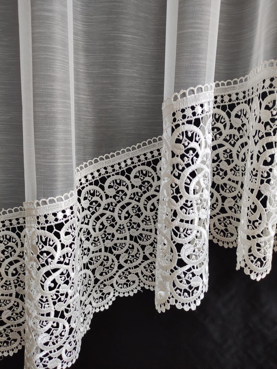 Занавеска аркой Бамбук с кружевом 300х180 см Молочный (а30 мб-бам) - фото 2