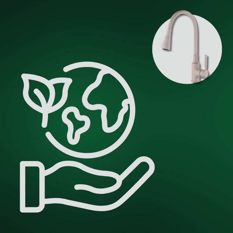 Смеситель для мойки кухонный Invena Pogo Plus 2-функциональный с эластичным носиком Бежевый (2697549892) - фото 6 Смеситель для мойки кухонный Invena Pogo Plus 2-функциональный с эластичным носиком Бежевый (2697549892) - фото 6