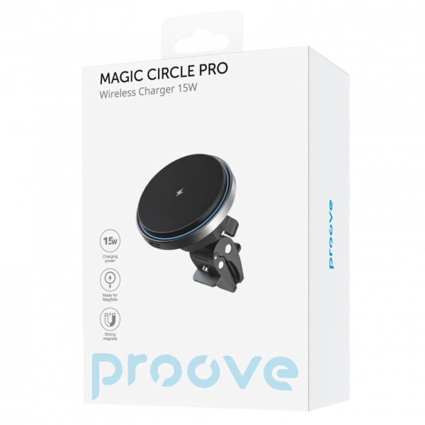 Держатель автомобильный Proove Magic Circle Pro 15W Car cradle with wireless charger Black (WHMP15010001) - фото 7