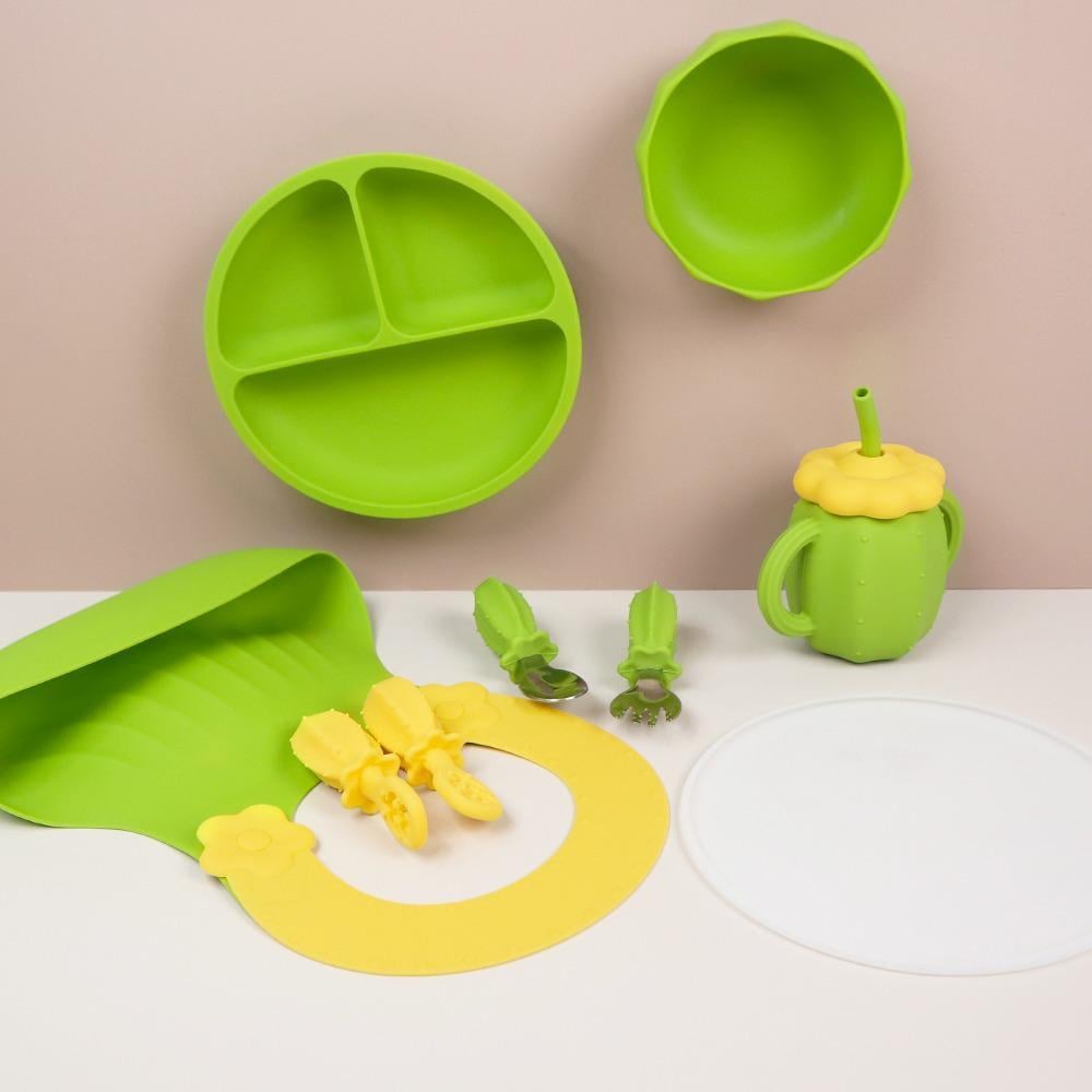 Набор детской посуды Кактус на силиконовый присосках Голубой (26573627) - фото 7