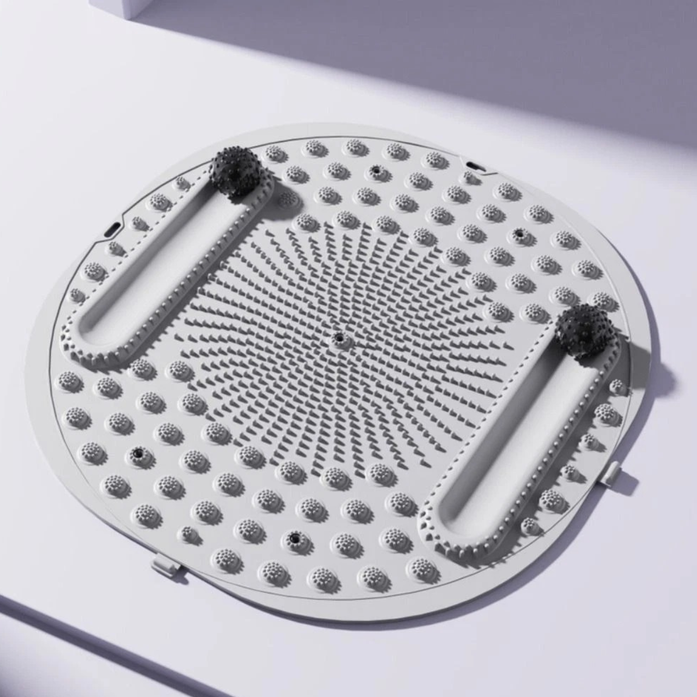 Коврик массажный для ног круглый акупунктурный для йоги для массажа стоп акупунктурных точек и тела 55х55 см Серый