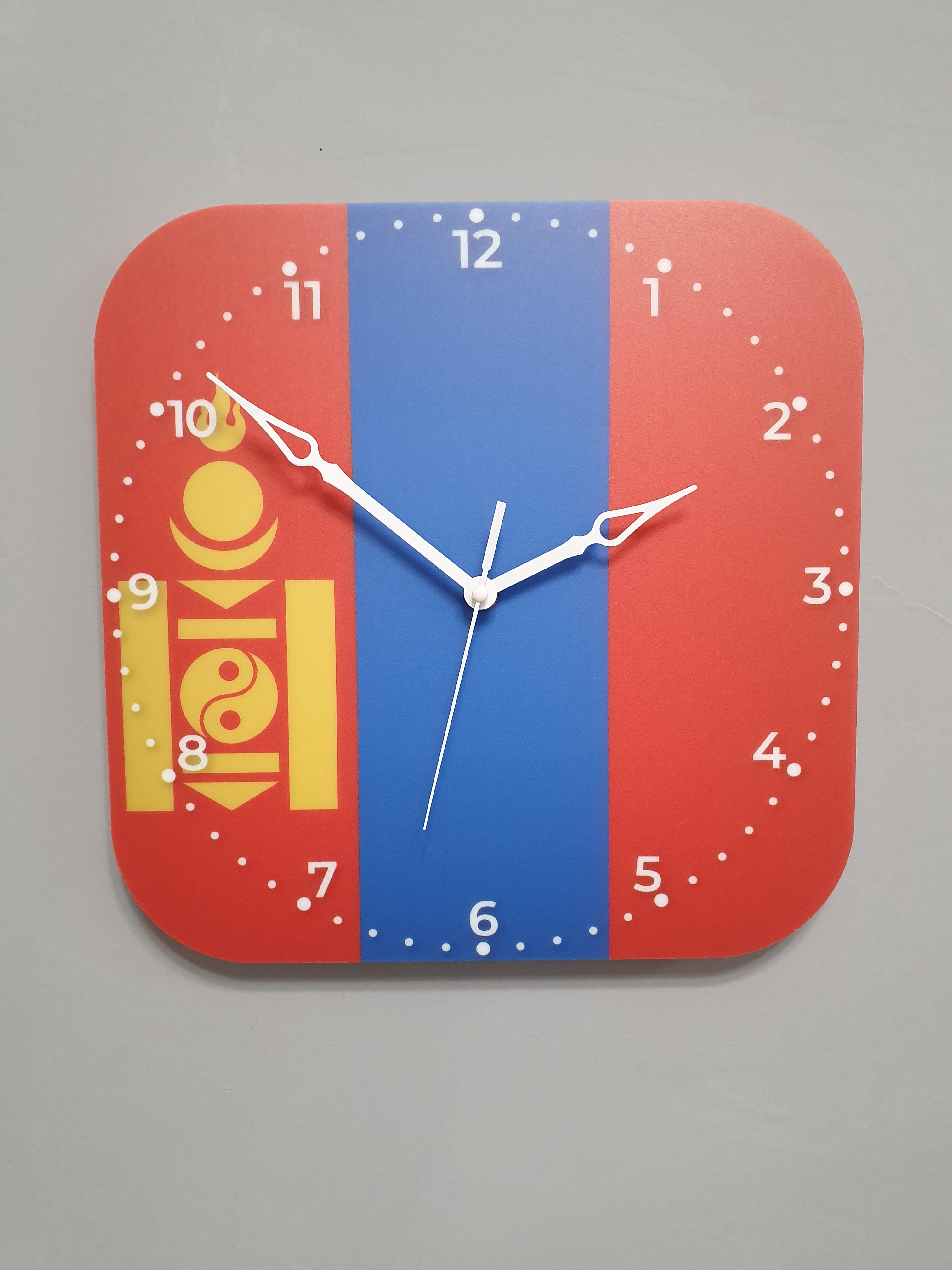 Часы настенные флаг Монголии (3782) Часы настенные флаг Монголии (3782)