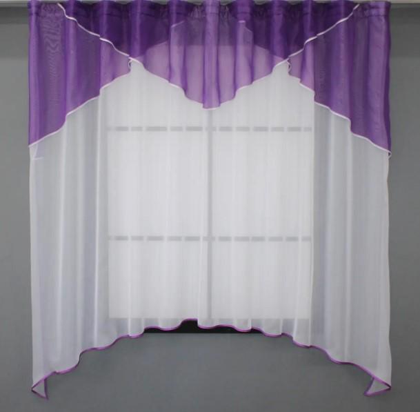 Тюль арка на кухню/балкон шифон 270х170 см Фиолетовый/Белый (025к)