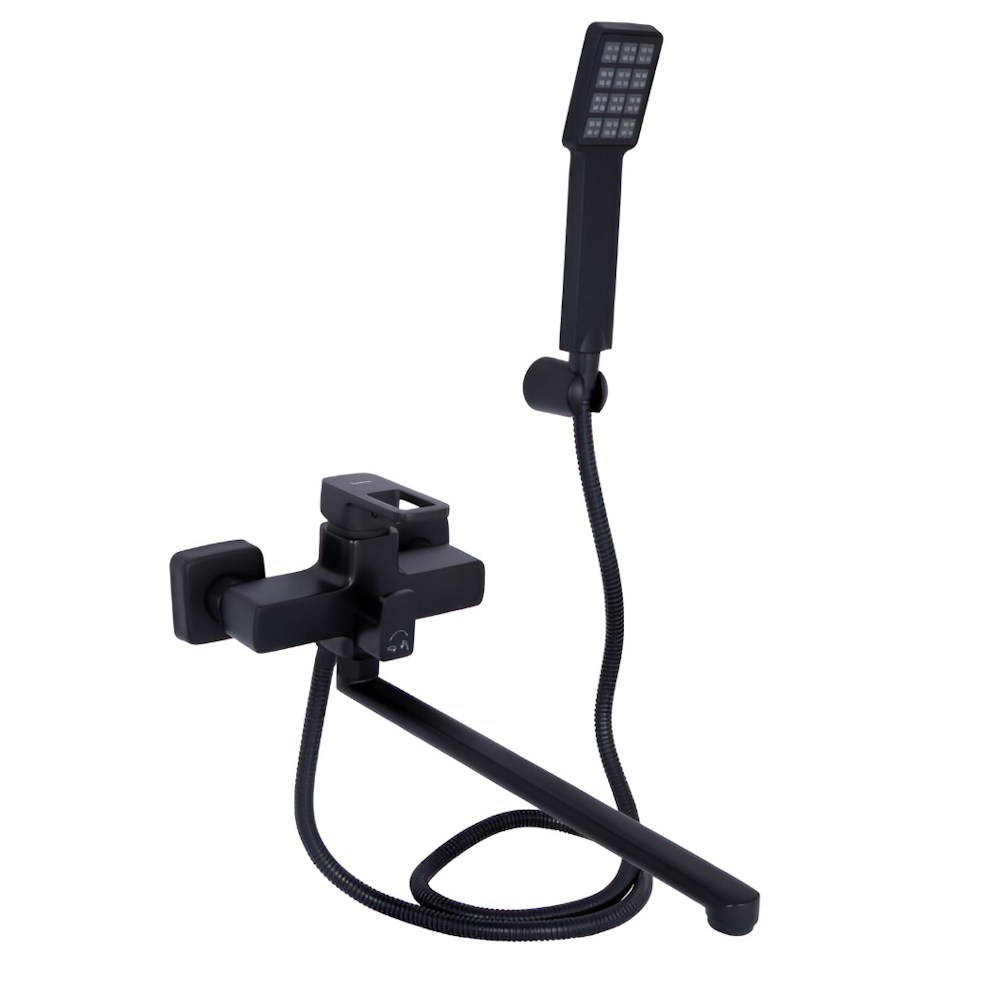 Смеситель для ванны Lidz Wawel 005 однорычажный с ручной лейкой Черный матовый (LDWAW005BLA45394)