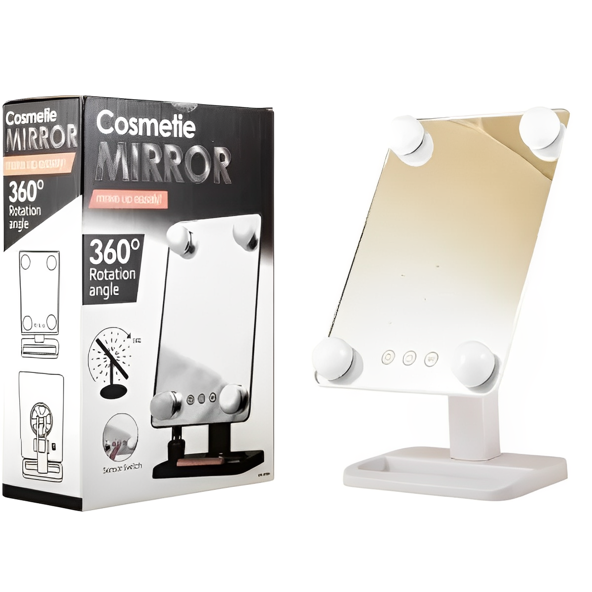 Зеркало для макияжа MCH Cosmetie Mirror 360 Rotation Angel с LED подсветкой (11878554) - фото 2