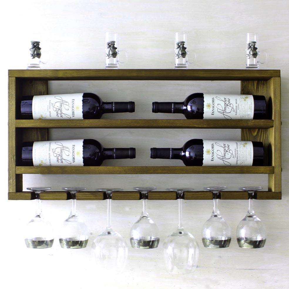 Полка для вина настенная из дерева Момбесу Мускат (ПНК-010607)