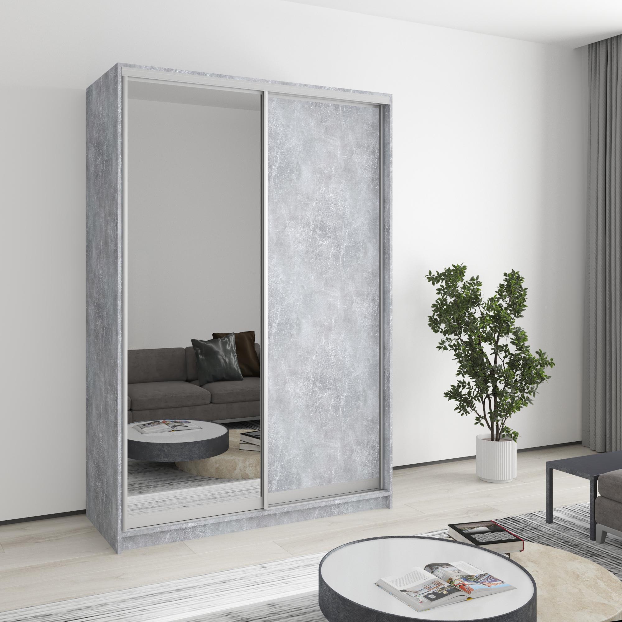 Шкаф-купе двухдверный MebelStar Стандарт AL ДСП/зеркало 140x60x210 см Бетон (MBS-2445)