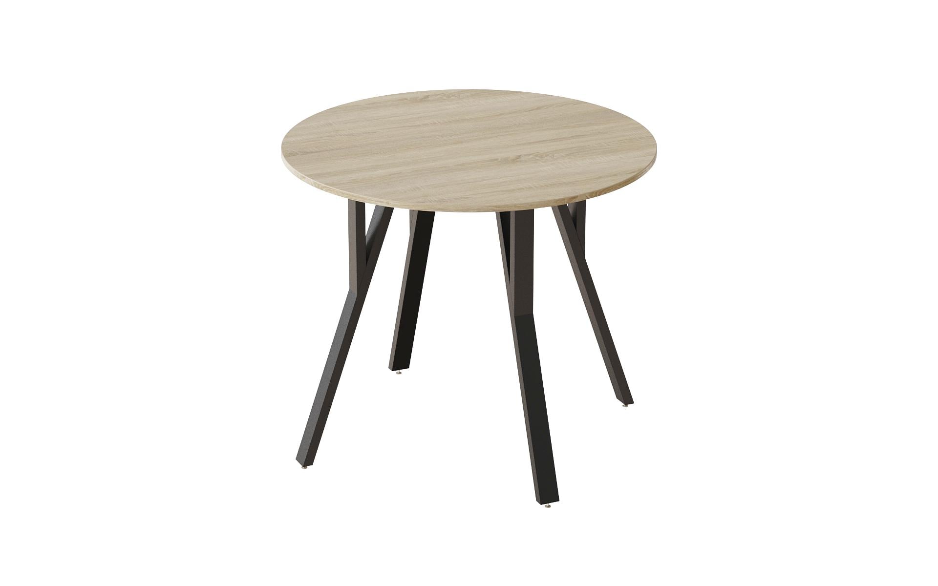 Обідній стіл круглий Ferrum-decor MARSI 4 870-4 ніжки конусні метал/ДСП 16 мм 750x870x870 мм Чорний/Дуб Сонома (FRD-107434)