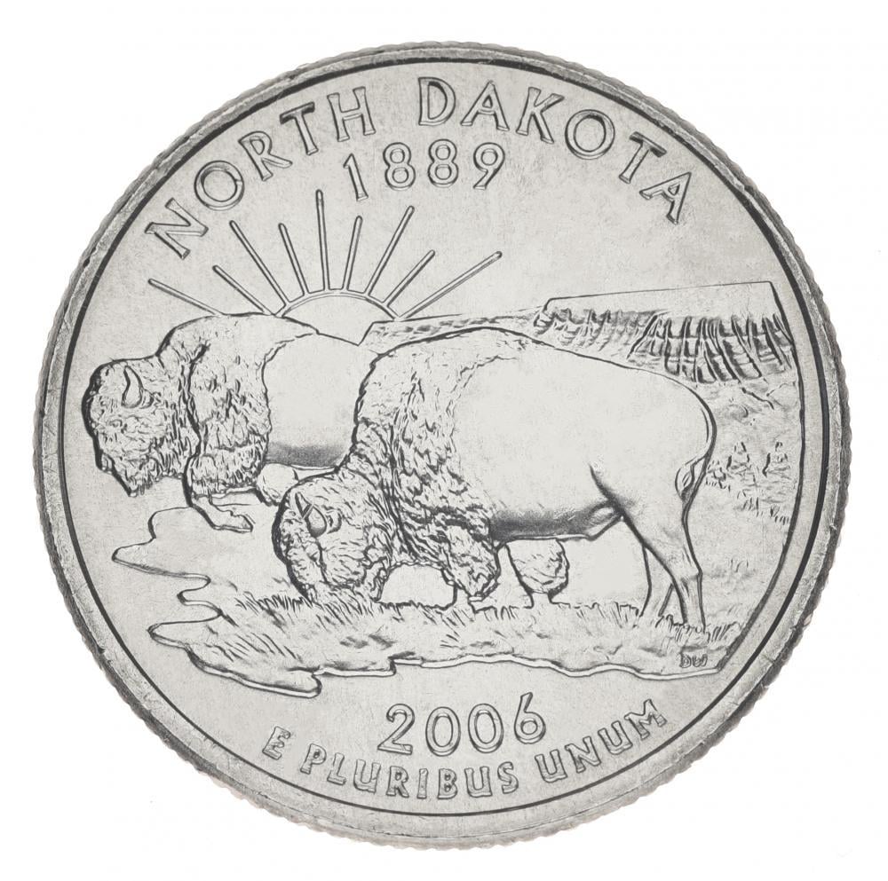 Коллекционная монета США 25 центов 2006 P Штаты и территории - Северная Дакота UNC (KM#385)