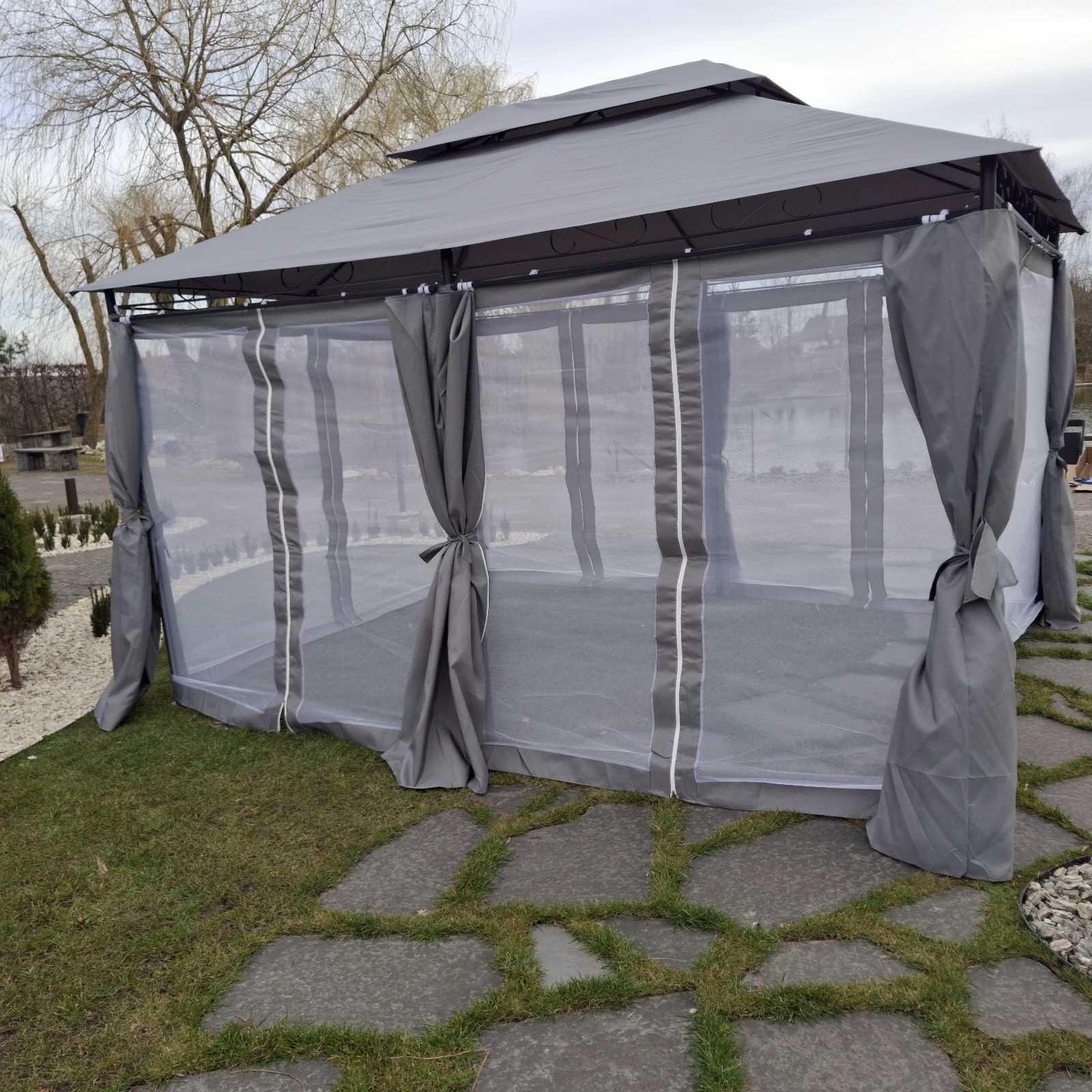 Павільйон садовий з москітною сіткою 3х4 м Сірий - фото 5 Павільйон садовий з москітною сіткою 3х4 м Сірий - фото 5