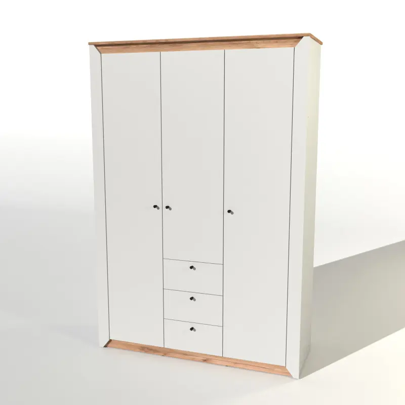 Шкаф трехдверный Эверест Нордик 1400 Белый/Дуб крафт золотой (26844431)