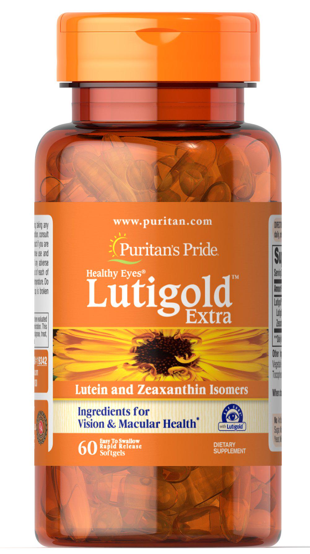 Комплекс для профілактики зору Puritan's Pride Lutigold Extra with Zeaxanthin Trial Size 60 Softgels