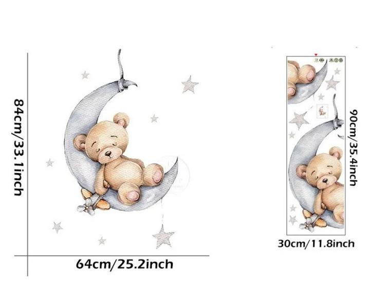 Наклейка вінілова Сплячий ведмедик декоративна в дитячу кімнату 30х90 см - фото 3 Наклейка вінілова Сплячий ведмедик декоративна в дитячу кімнату 30х90 см - фото 3